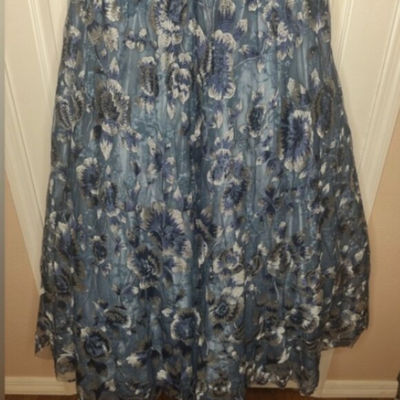 MAC DUGGAL NWT Blue Embellished Cap Sleeve High Neck Ballgown 10 Style # 79325 - Picture 12 of 16